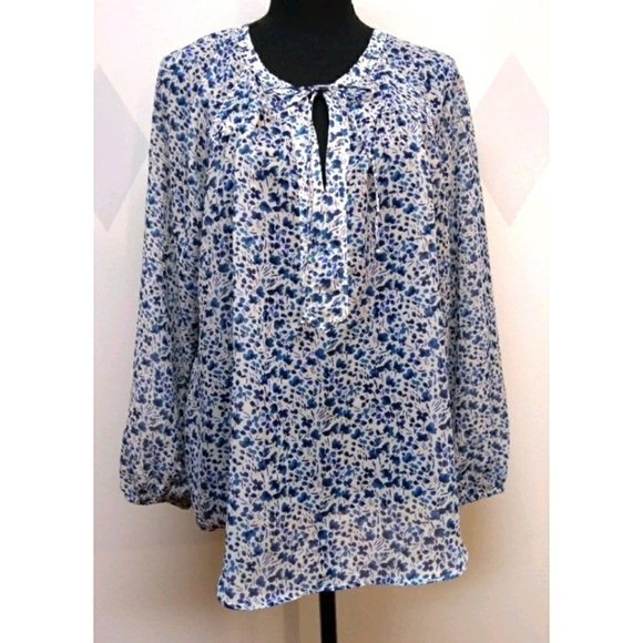 Daisy Fuentes bay blue combo sheer top size M - Picture 1 of 9